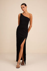 Good Times Only Black One-Shoulder Maxi Dress
