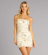 Garden Glam Beaded Mesh Mini Dress
