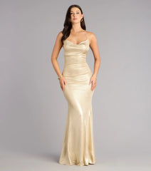 Teresa Metallic Rhinestone Open Back Formal Dress