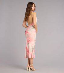 Grace In Motion Floral Open Back Midi Dress