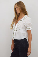 Suzie Embroidered Blouse in Off White FINAL SALE