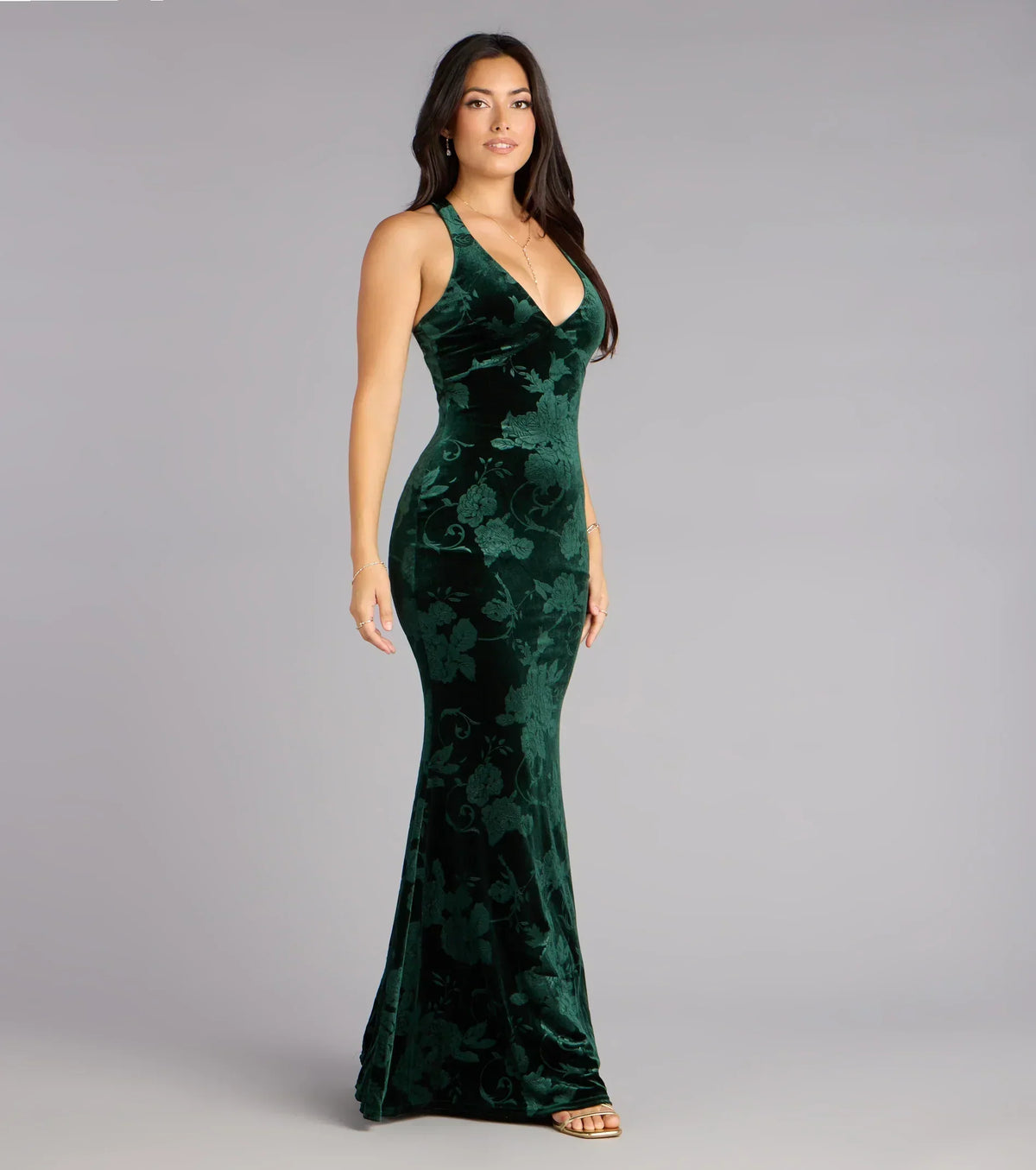 Miriam Floral Velvet Mermaid Formal Dress