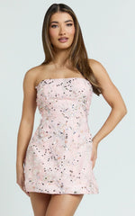 Jayden Mini Dress Strapless A Line Dress In Pink Floral