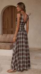 Sanya Maxi Dress - Chocolate Check