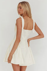 Morgana Tied Shoulder Applique Mini Dress White